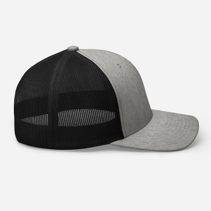Casquette High Focus gris chiné Mindset Ambition, vue droite présentant la maille filet noire et la coupe structurée de la casquette