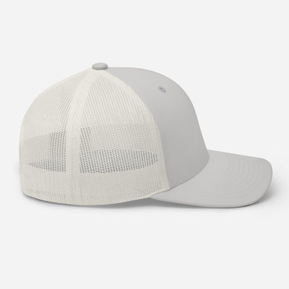 Casquette High Focus argentée Mindset Ambition, vue droite présentant la maille filet blanche et le design minimaliste du modèle