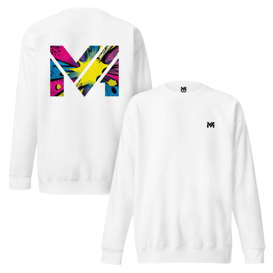 Sweat ANALOG MIND blanc logo noir face et visuel coloré dos Mindset Ambition