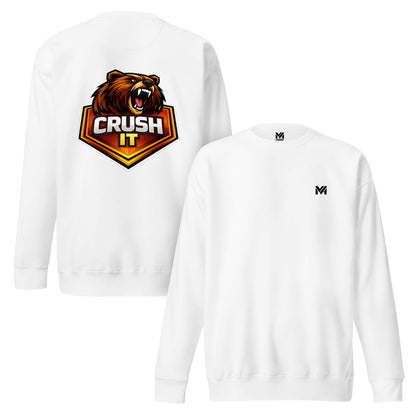 Sweat CRUSH IT blanc logo noir face et visuel coloré dos Mindset Ambition