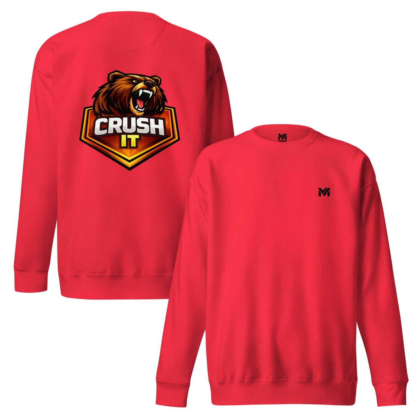 Sweat CRUSH IT rouge logo noir face et visuel coloré dos Mindset Ambition