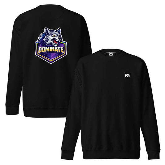 Sweat DOMINATE noir logo blanc face et visuel coloré dos Mindset Ambition