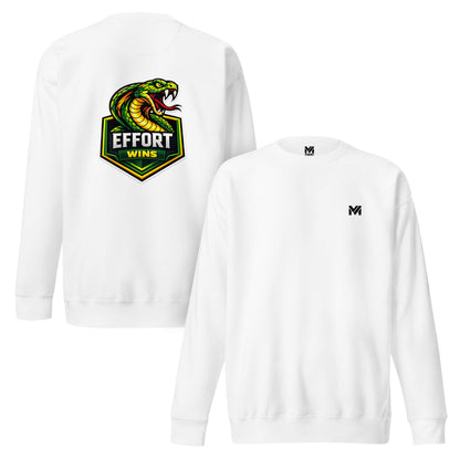 Sweat EFFORT WINS blanc logo noir face et visuel coloré dos Mindset Ambition