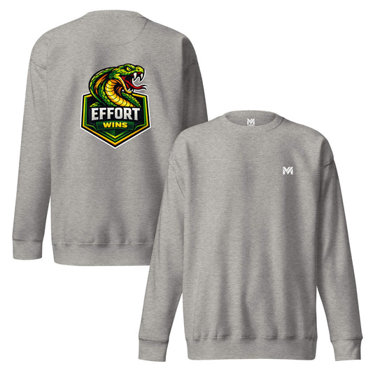 Sweat EFFORT WINS gris chiné logo blanc face et visuel coloré dos Mindset Ambition