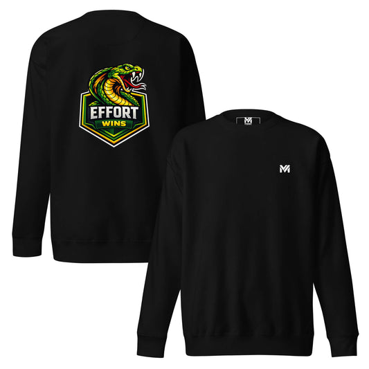 Sweat EFFORT WINS noir logo blanc face et visuel coloré dos Mindset Ambition
