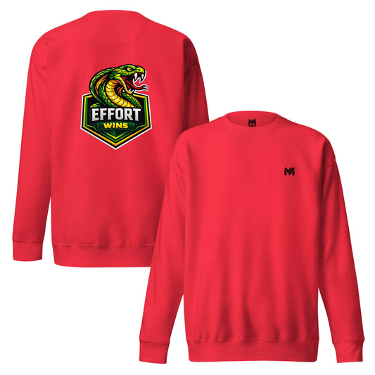 Sweat EFFORT WINS rouge logo noir face et visuel coloré dos Mindset Ambition
