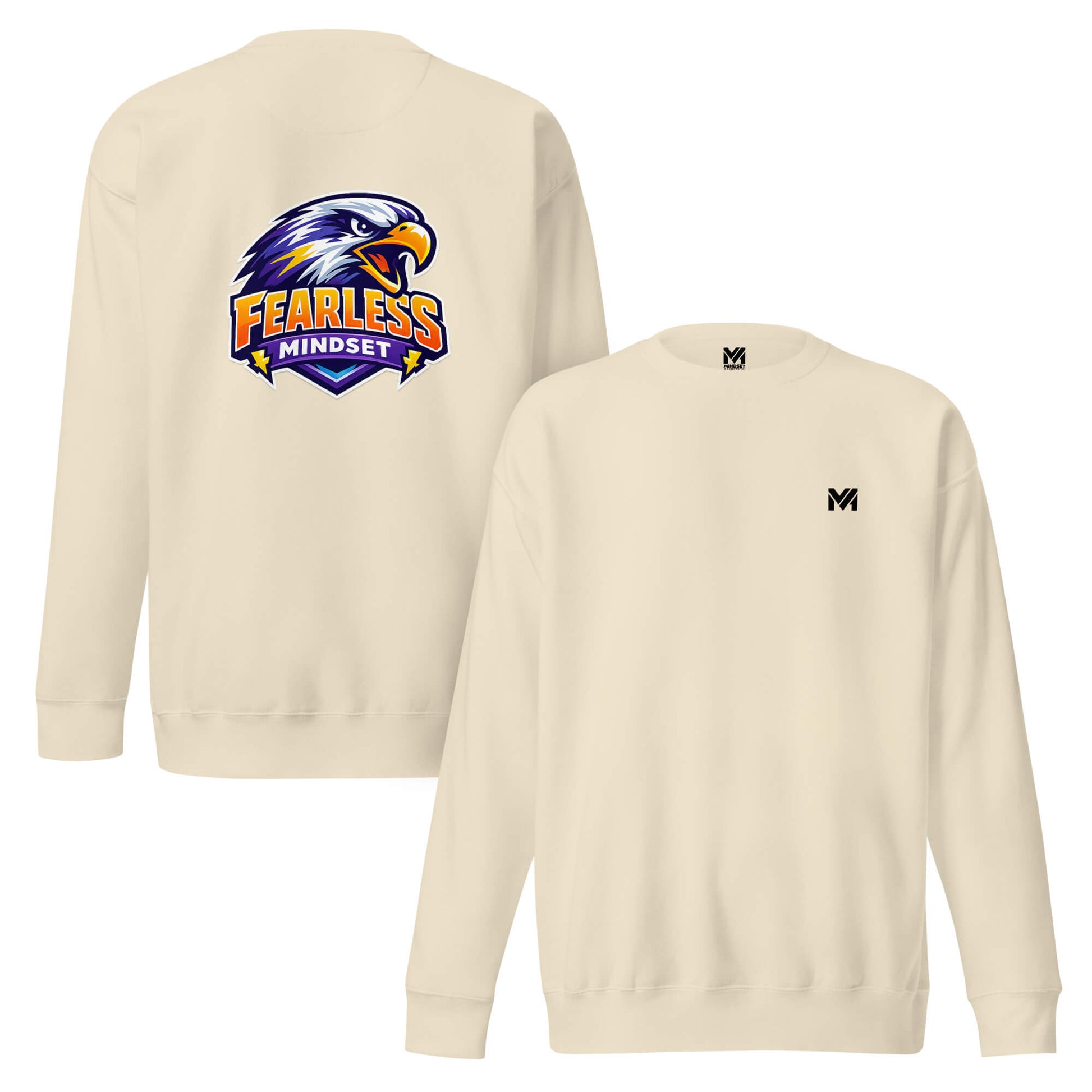 Sweat FEARLESS MINDSET beige logo noir face et visuel coloré dos Mindset Ambition