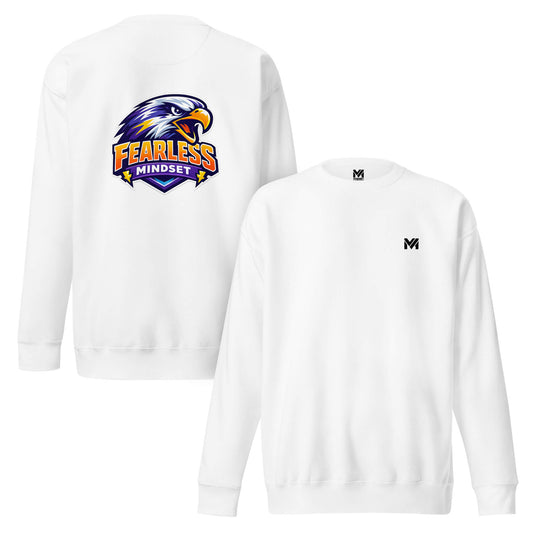 Sweat FEARLESS MINDSET blanc logo noir face et visuel coloré dos Mindset Ambition