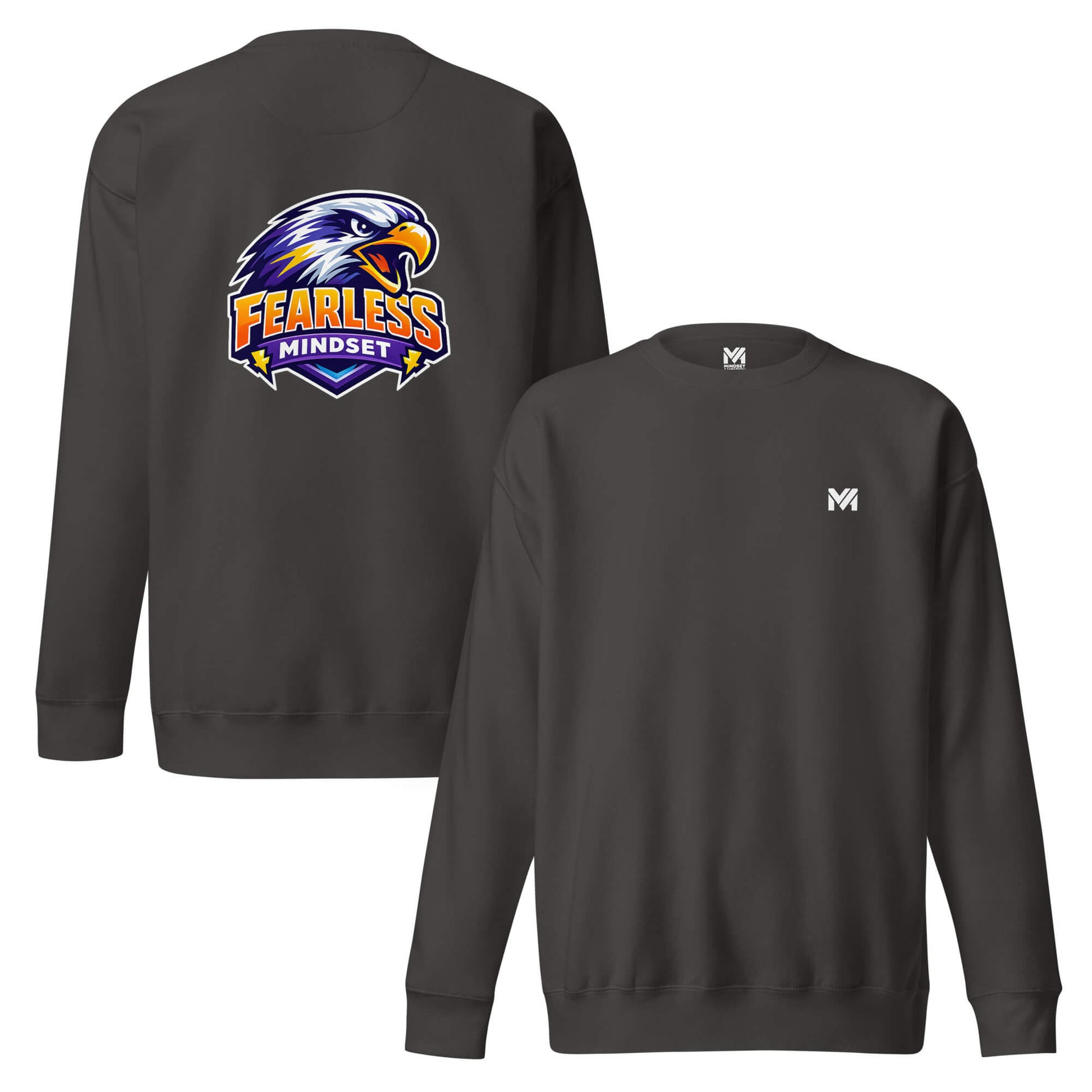 Sweat FEARLESS MINDSET gris anthracite logo blanc face et visuel coloré dos Mindset Ambition