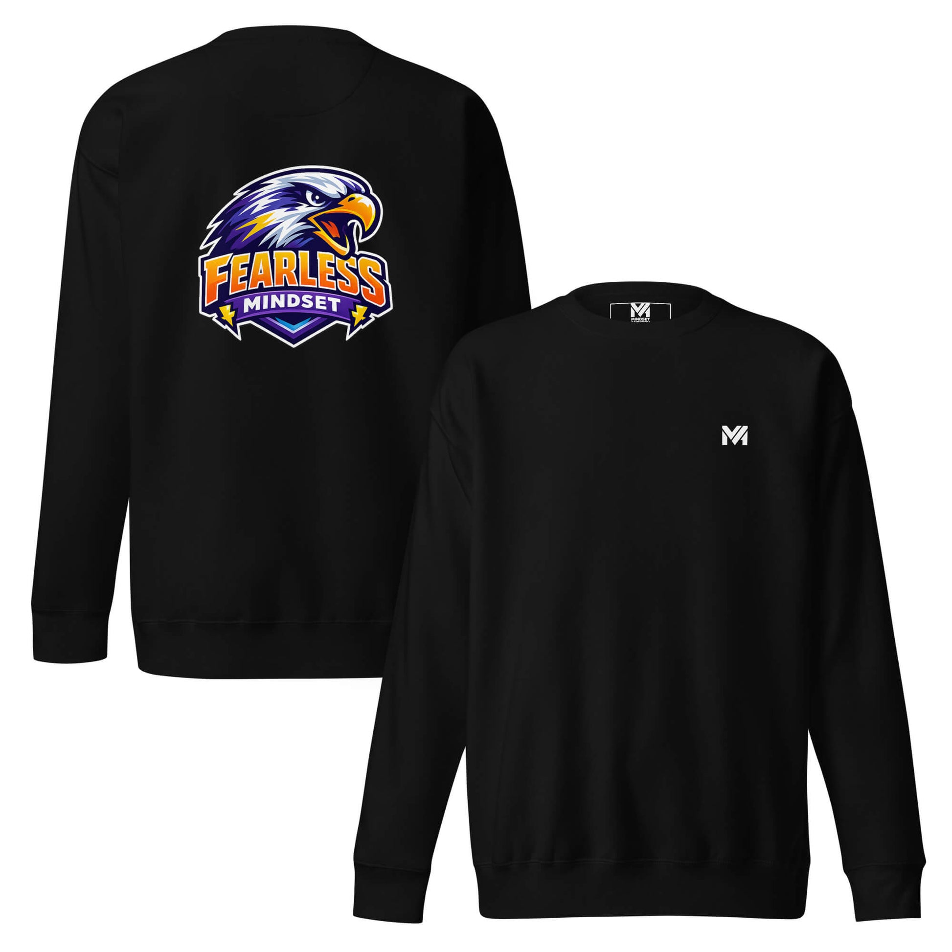 Sweat FEARLESS MINDSET noir logo blanc face et visuel coloré dos Mindset Ambition