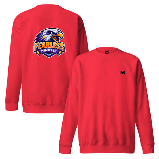 Sweat FEARLESS MINDSET rouge logo noir face et visuel coloré dos Mindset Ambition