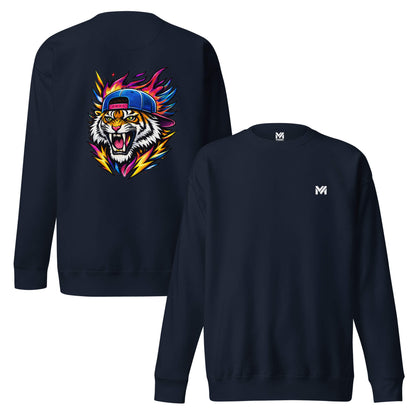 Sweat FIRE TIGER bleu marine logo blanc face et visuel coloré dos Mindset Ambition