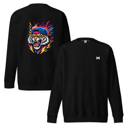 Sweat FIRE TIGER noir logo blanc face et visuel coloré dos Mindset Ambition