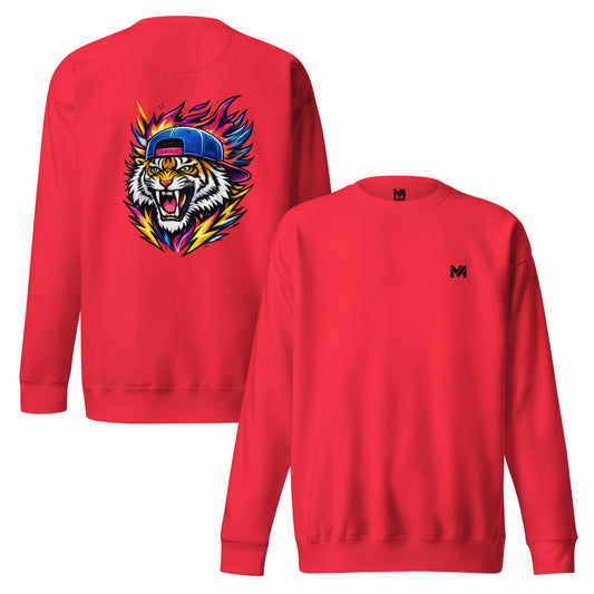 Sweat FIRE TIGER rouge logo noir face et visuel coloré dos Mindset Ambition