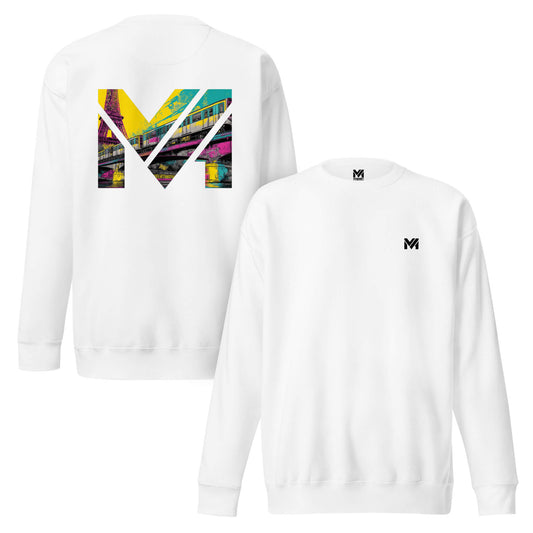 Sweat FORWARD ONLY blanc face logo noir et dos visuel coloré Mindset Ambition vue face et dos
