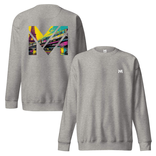 Sweat FORWARD ONLY gris chiné face logo noir et dos visuel coloré Mindset Ambition vue face et dos