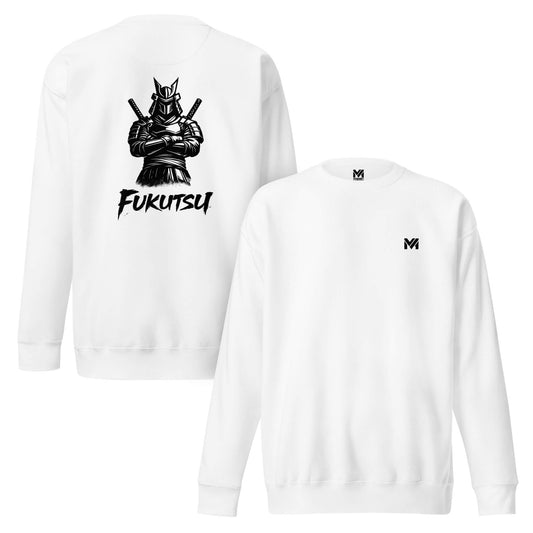 Sweat Fukutsu blanc logo noir face et visuel noir dos Mindset Ambition