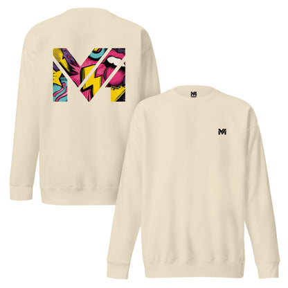Sweat FULL VOLTAGE beige logo noir face et visuel coloré dos Mindset Ambition