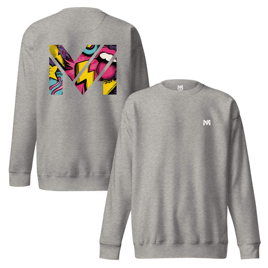 Sweat FULL VOLTAGE gris chiné logo blanc face et visuel coloré dos Mindset Ambition