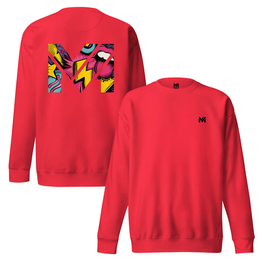 Sweat FULL VOLTAGE rouge logo noir face et visuel coloré dos Mindset Ambition