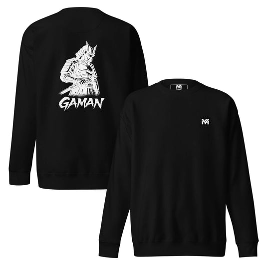 Sweat Gaman noir logo blanc face et visuel blanc dos Mindset Ambition