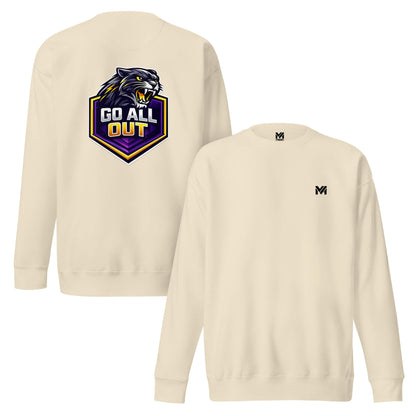 Sweat GO ALL OUT beige logo noir face et visuel coloré dos Mindset Ambition