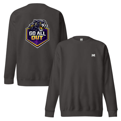 Sweat GO ALL OUT gris anthracite logo blanc face et visuel coloré dos Mindset Ambition