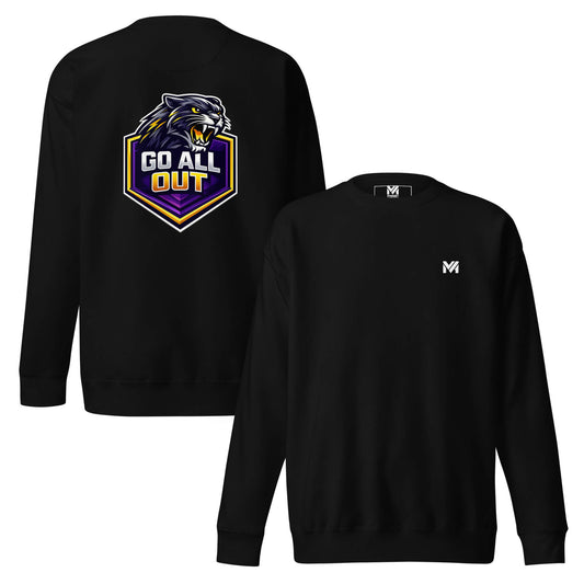 Sweat GO ALL OUT noir logo blanc face et visuel coloré dos Mindset Ambition