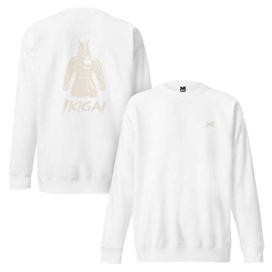 Sweat Ikigai blanc logo doré face et visuel doré dos Mindset Ambition