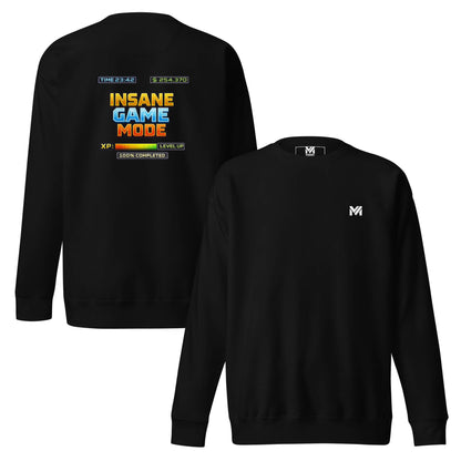 Sweat INSANE GAME MODE noir logo blanc face et visuel coloré dos Mindset Ambition