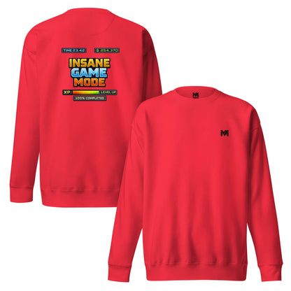 Sweat INSANE GAME MODE rouge logo noir face et visuel coloré dos Mindset Ambition