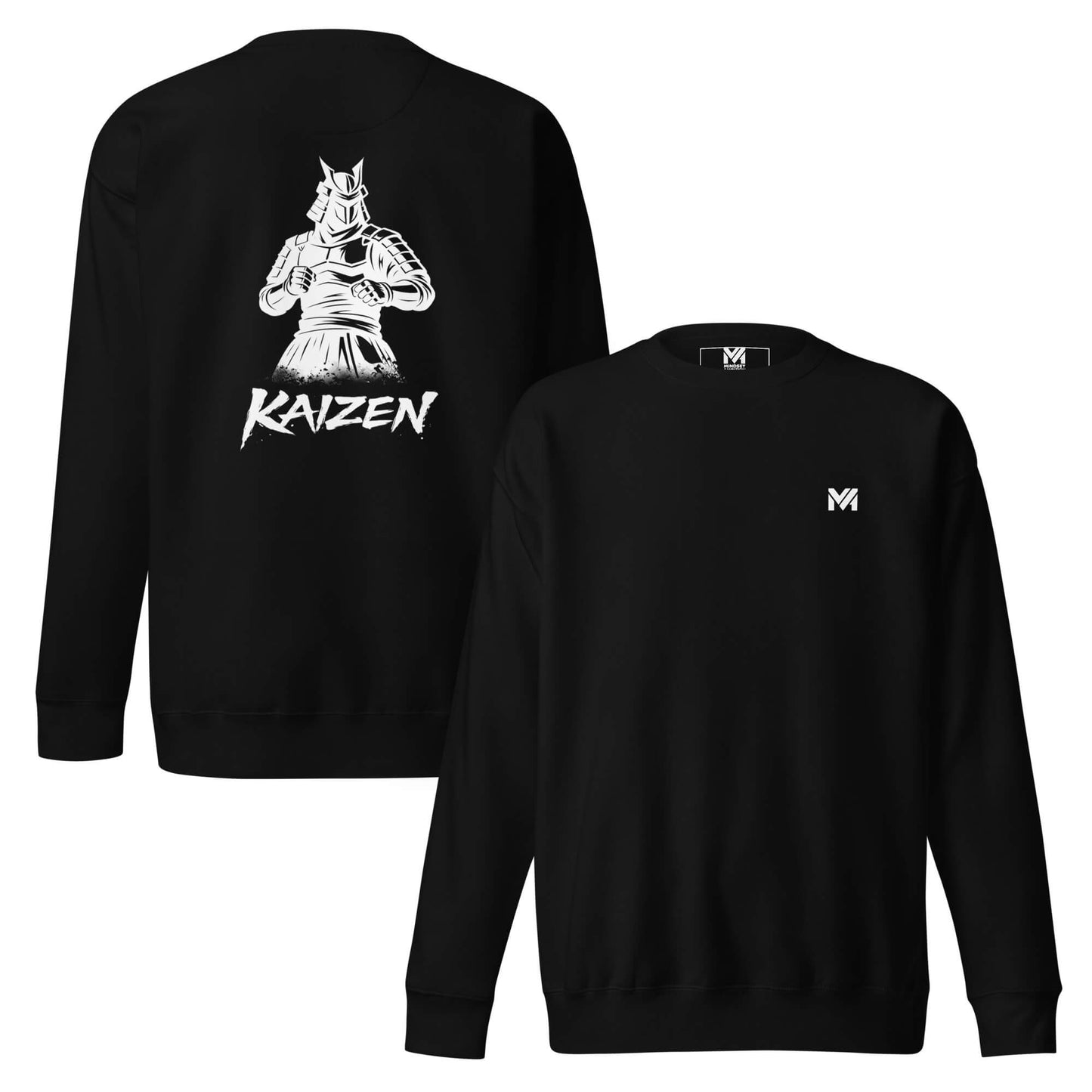 Sweat Kaizen noir logo blanc face et visuel blanc dos Mindset Ambition