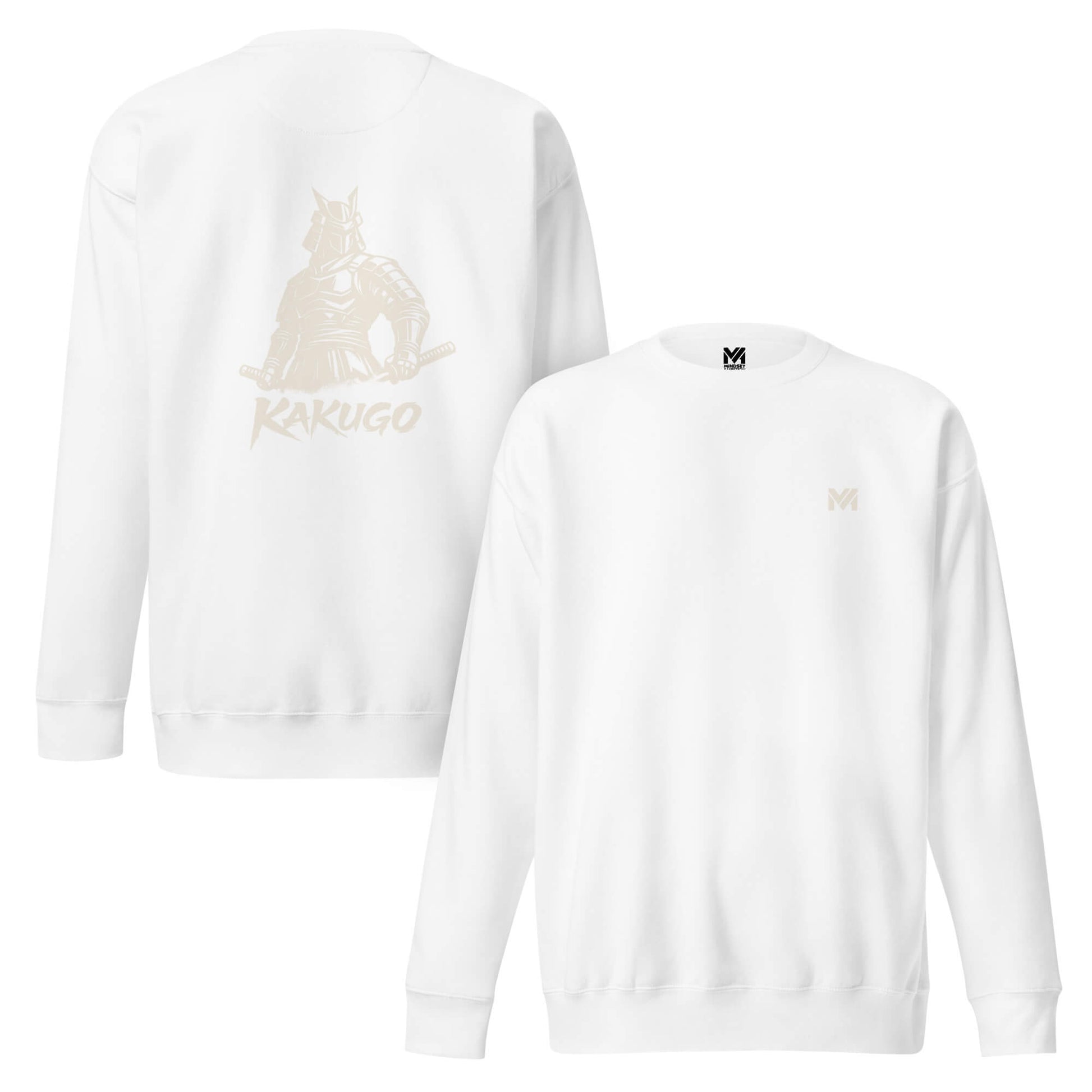 Sweat Kakugo blanc logo doré face et visuel doré dos Mindset Ambition