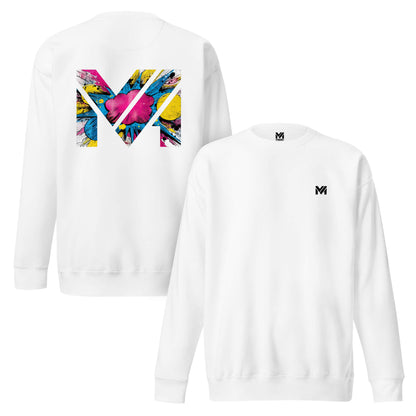 Sweat MAKE SOME NOISE blanc logo noir face et visuel coloré dos Mindset Ambition