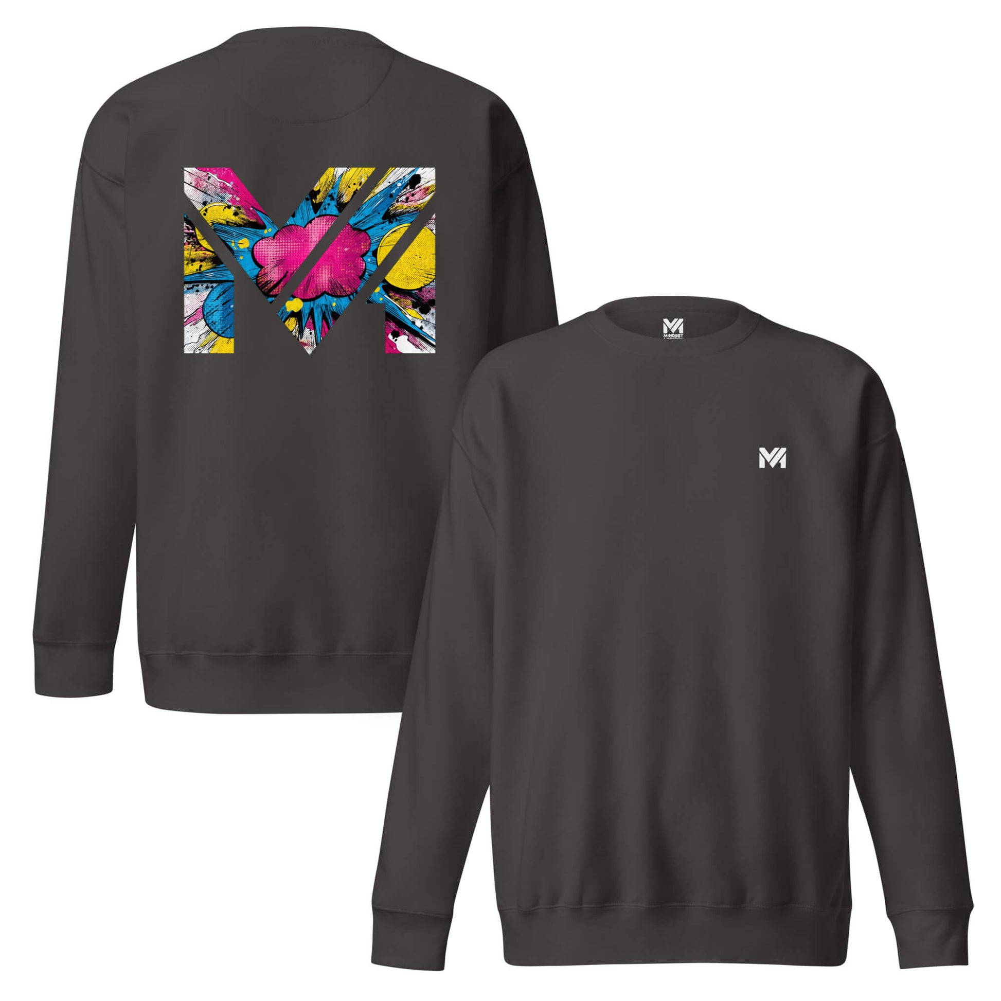 Sweat MAKE SOME NOISE gris anthracite logo blanc face et visuel coloré dos Mindset Ambition