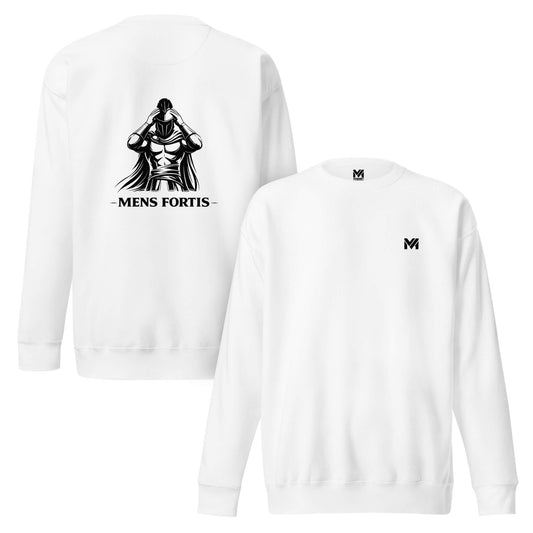 Sweat Mens Fortis blanc logo noir face et visuel noir dos Mindset Ambition
