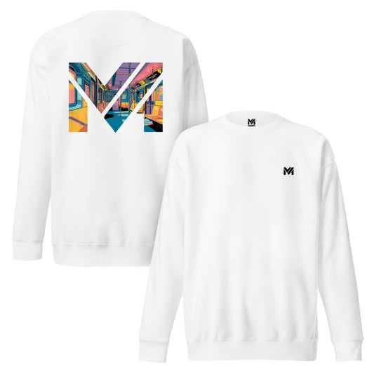 Sweat MIND ON TRACK blanc logo noir face et visuel coloré dos Mindset Ambition