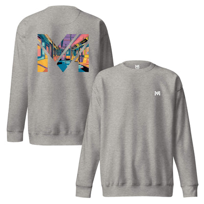 Sweat MIND ON TRACK gris chiné logo blanc face et visuel coloré dos Mindset Ambition