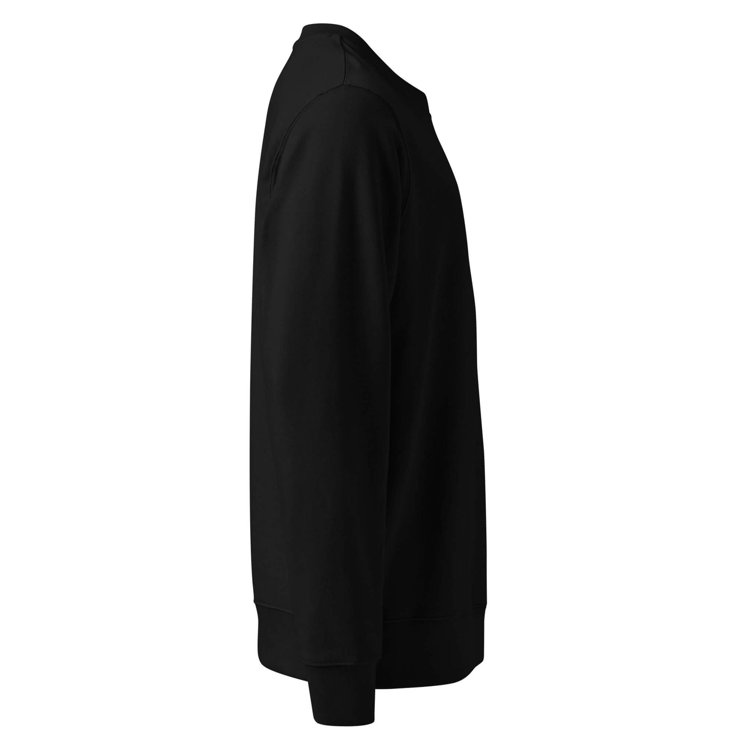 Détail du sweat noir Mindset Ambition avec logo brodé noir sur le poignet gauche.