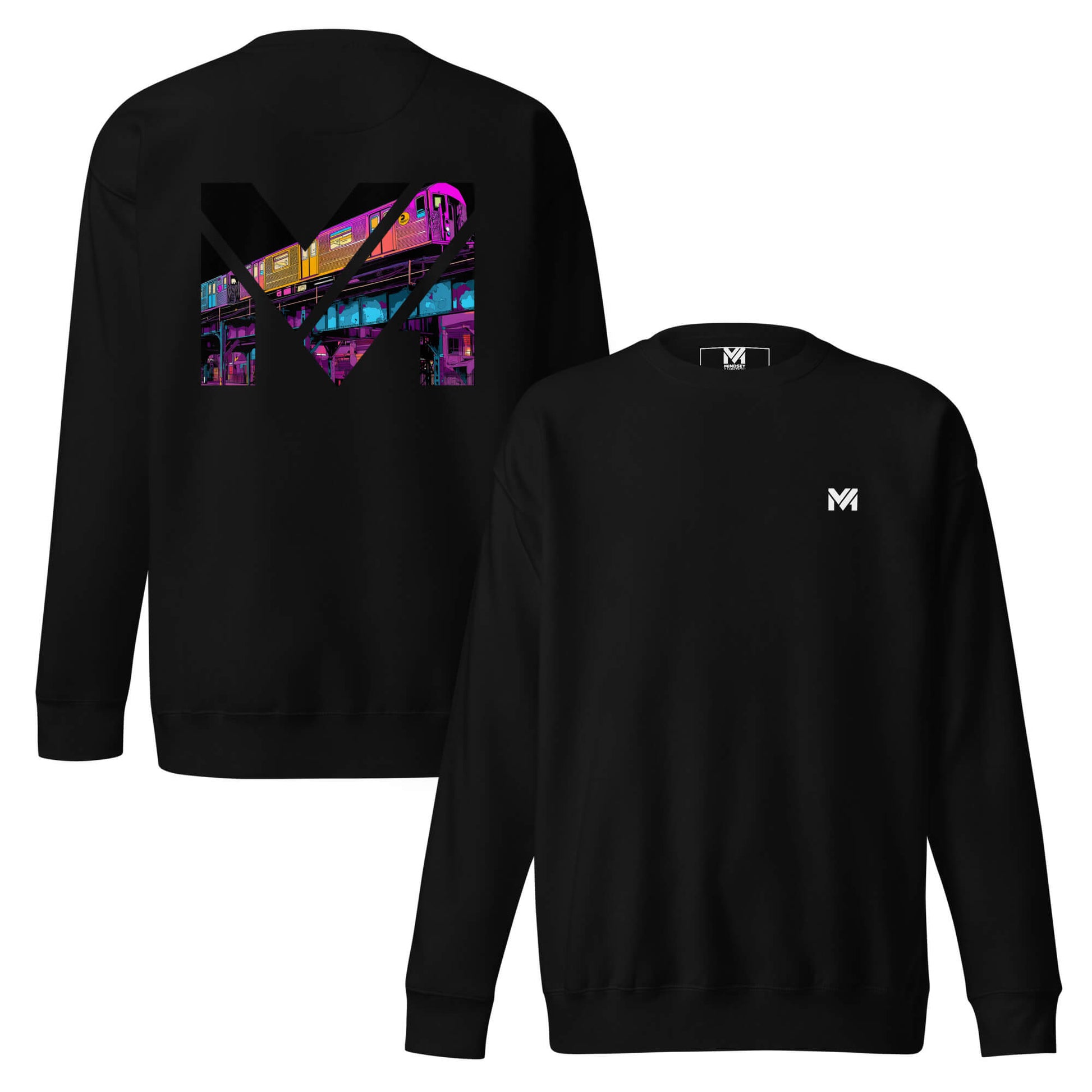 Sweat NO DETOURS noir logo blanc face et visuel coloré dos Mindset Ambition