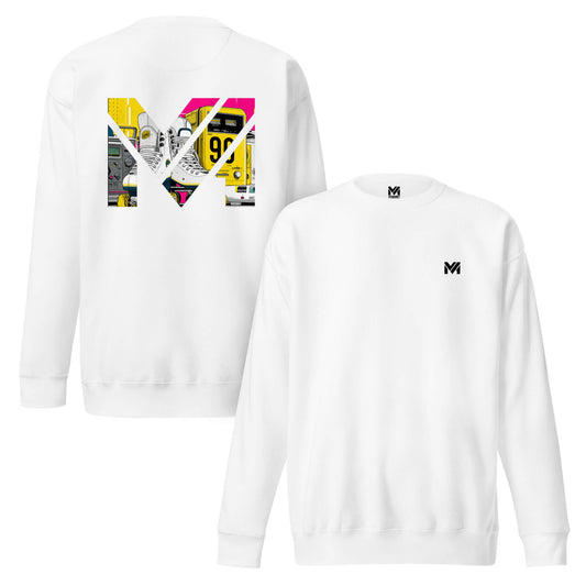Sweat RAW IMPACT blanc logo noir face et visuel coloré dos Mindset Ambition