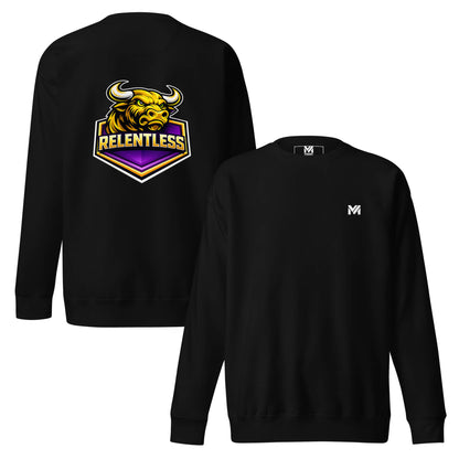 Sweat RELENTLESS noir logo blanc face et visuel coloré dos Mindset Ambition