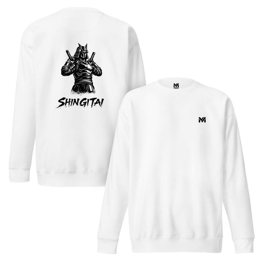 Sweat Shingitai blanc logo noir face et visuel noir dos Mindset Ambition