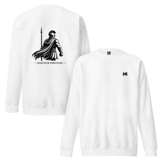 Sweat Silentium Fortitudo blanc logo noir face et visuel noir dos Mindset Ambition