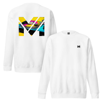 Sweat SPIN THE GRIND blanc logo noir face et visuel coloré dos Mindset Ambition