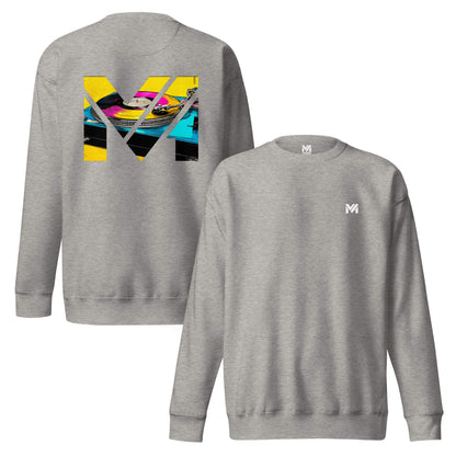 Sweat SPIN THE GRIND gris chiné logo blanc face et visuel coloré dos Mindset Ambition