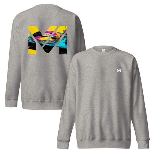 Sweat SPIN THE GRIND gris chiné logo blanc face et visuel coloré dos Mindset Ambition