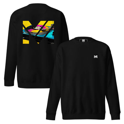 Sweat SPIN THE GRIND noir logo blanc face et visuel coloré dos Mindset Ambition