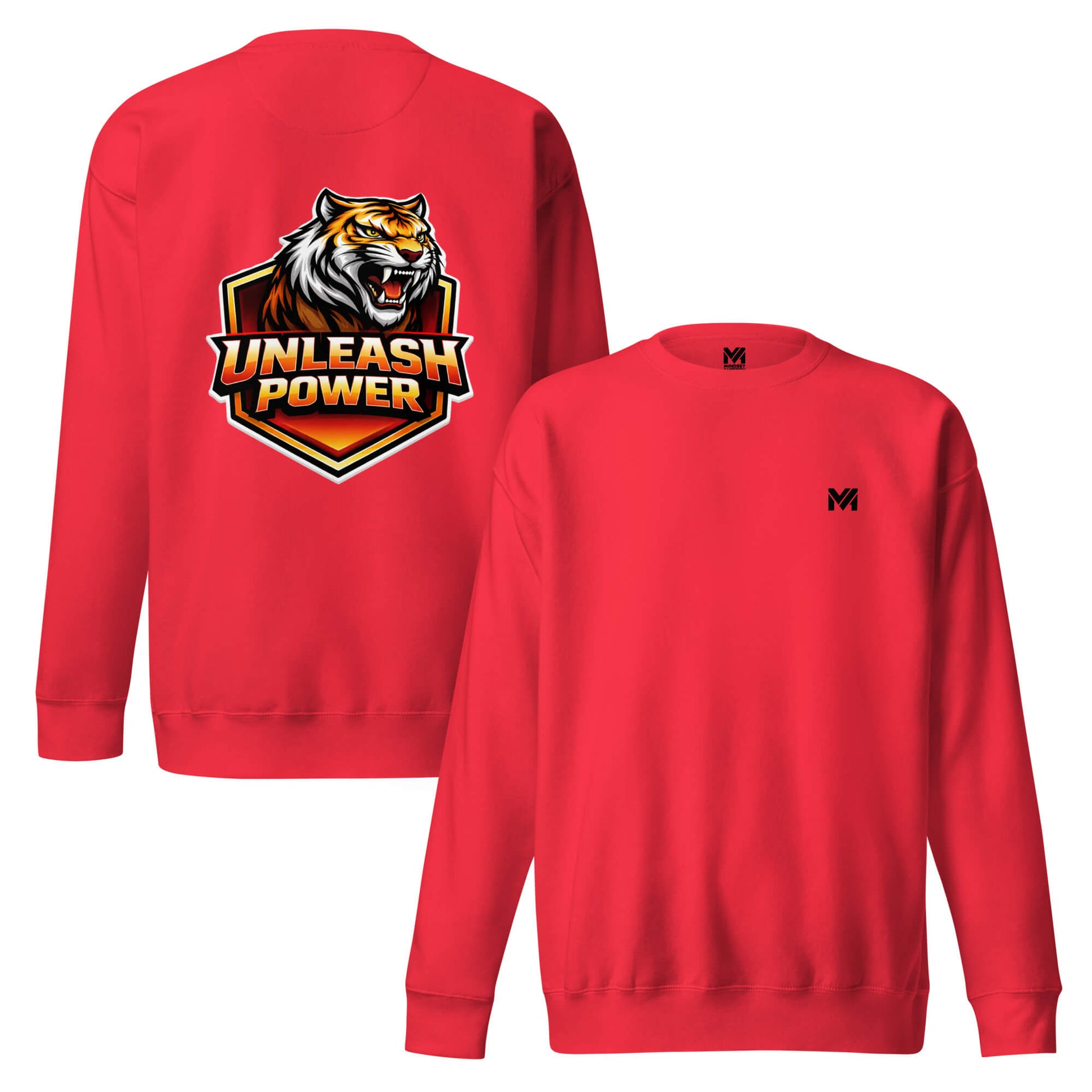 Sweat UNLEASH POWER rouge logo noir face et visuel coloré dos Mindset Ambition