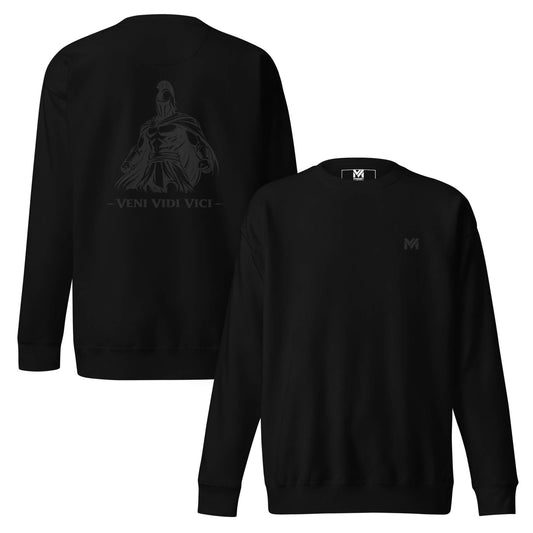 Sweat Veni Vidi Vici noir logo gris face et visuel gris dos Mindset Ambition